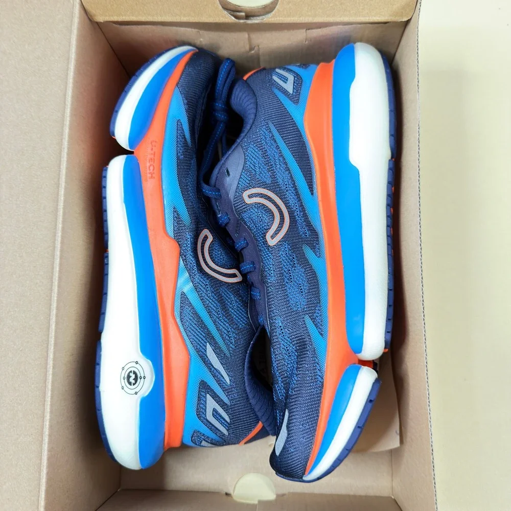True Motion U-TECH Vichara Running Shoes Men 7.5 Navy Blue Orange Perform NWT